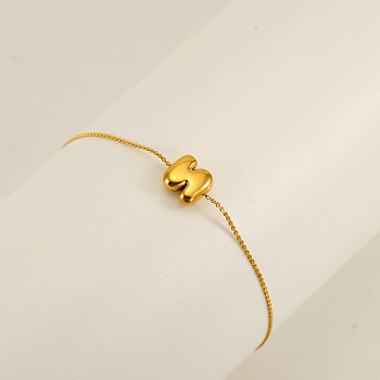 304 Stainless Steel Serpentine Chain Bracelets, Chunk Letter Link Bracelets for Women, Real 18K Gold Plated, Letter N, 6.50 inch(16.5cm), letter: 7~8.5x6~10.5mm