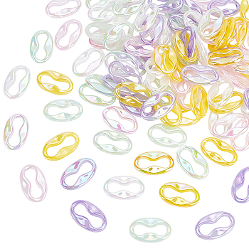 Transparent Acrylic Linking Rings, AB Color Plated, Imitation Gemstone Style, Oval, Mixed Color, 34.5x21x5.5mm, Inner Diameter: 26.5x9mm, 5 colors, 20pcs/color, 100pcs