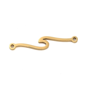 304 Stainless Steel Wave Links Connector Charms, Real 18K Gold Plated, 25.5x4.5x1mm, Hole: 1mm