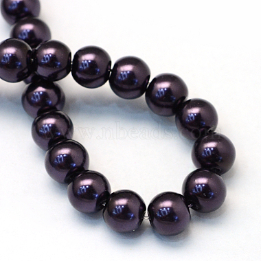Baking Painted Pearlized Glass Pearl Round Bead Strands(HY-Q330-8mm-20)-4