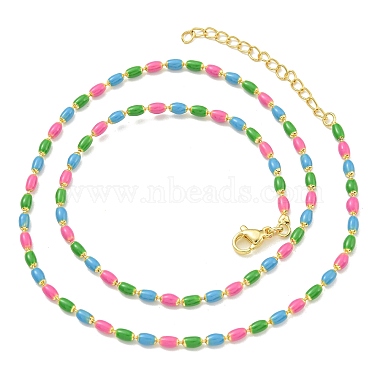 Brass Enamel Column Link Chain Necklaces(NJEW-H039-15G-02)-2