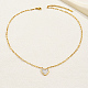 Natural Shell Heart Pendant Necklaces with Golden Stainless Steel Paperclip Chains(EU3732-2)-1