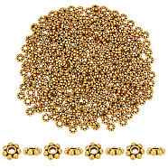 Elite 300Pcs Tibetan Style Alloy Beads Daisy Spacer Beads, Granulated Beads, Antique Golden, 6x2mm, Hole: 1.5mm(TIBEB-PH0005-05AG)