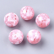 Resin Beads, Imitation Gemstone Chips Style, Round, Pink, 18mm, Hole: 2.5mm(RESI-T026-18mm-07)