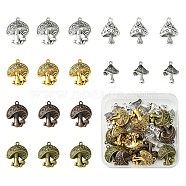 30Pcs 6 Styles Tibetan Style Alloy Mushroom Pendants, Cadmium Free & Nickel Free & Lead Free, Mixed Color, 20~26x14~19x3~5.4mm, Hole: 1.8~2.2mm, 5pcs/styles(TIBE-FS0001-14)