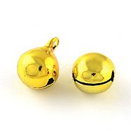 Vacuum Plating Brass Bell Charms Pendants, Gold, 9x6mm, Hole: 1mm(X-KKB-R002-6mm-07)