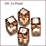 Imitation Austrian Crystal Beads, Grade AAA, Faceted, Cube, PeachPuff, 5~5.5x5~5.5x5~5.5mm(size within the error range of 0.5~1mm), Hole: 0.7~0.9mm(SWAR-F074-6x6mm-18)