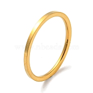 Ion Plating(IP) 304 Stainless Steel Simple Plain Band Finger Ring for Women Men, Real 18K Gold Plated, Size 3, Inner Diameter: 14mm, 1mm(RJEW-F152-05G-G)