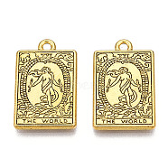Rack Plating Alloy Pendants, Cadmium Free & Nickel Free & Lead Free, Tarot Charms, Antique Golden, The World XXI, 23.5x14.5x1.5mm, Hole: 1.8mm(PALLOY-WH0103-04D-AG)