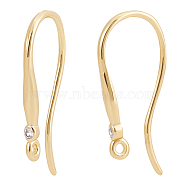 20Pcs Brass Earring Hooks, Ear Wire, with Cubic Zirconia and Horizontal Loops, Real 18K Gold Plated, 19.5x2x9.5mm, Hole: 1mm, 18 Gauge, Pin: 1mm(KK-BBC0004-54)