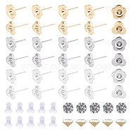 Unicraftale 60Pcs 6 Colors Flower 304 Stainless Steel Stud Earring Findings, with 180Pcs Glass Pointed Back Rhinestone and Silicone Ear Nuts, for DIY Making, Mixed Color, 13mm, 10pcs/color(DIY-UN0002-77)