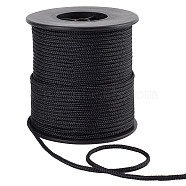 Nylon Braided Cords, Round, Black, 3mm, about 54.68 Yards(50m)/Roll(NWIR-WH0017-004)