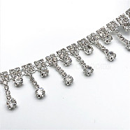 Glass Rhinestone Cup Chains, Tassel Chains, Wedding Dress Decorative Rhinestone Chains, Clear, 10~13mm(FIND-WH0043-62A)
