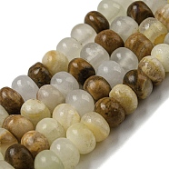 Natural Flower Jade Beads Strands, Rondelle, 5.5~6.5x3.5~4mm, Hole: 0.8mm, about 96~97pcs/strand, 14.96~15.39''(38~39.1cm)(G-H305-A03-01)