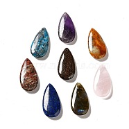 Natural Mixed Gemstone Pendants, Teardrop Charm, 39~39.5x19~19.5x6.5~7mm, Hole: 1.2mm(G-F731-04)