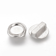 Tibetan Style Alloy Slide Charms Cabochon Settings, Cadmium Free & Lead Free & Nickel Free, Flat Round, Antique Silver, Tray: 10mm, 15x15x6.5mm, Hole: 3x11mm, about 420pcs/1000g(TIBE-Q070-82AS-NR)