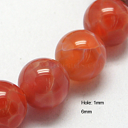 Natural Fire Crackle Agate Beads Strands, Dyed & Heated, Round, 6mm, Hole: 1mm, about 66pcs/strand, 15.75 inch(G-G212-6mm-10)