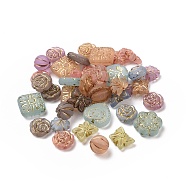 Plating Acrylic Beads, Golden Metal Enlaced, Frosted, Mixed Shapes, Mixed Color, 10.5~18.5x12~18x4.5~11.5mm, Hole: 1.2~1.8mm(OACR-C013-16)