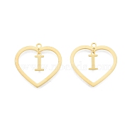 201 Stainless Steel Pendants, Hollow, Heart with Letter A~Z, Real 18K Gold Plated, Letter.I, 29x29.5x1mm, Hole: 2mm, A~Z: 12x8~10.5x1mm(STAS-N090-LA894-I-G)