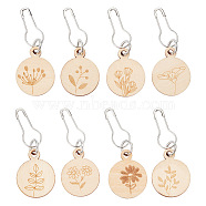 Wooden Pendant Stitch Markers, Crochet Leverback Hoop Charms, Locking Stitch Marker with Alloy Clasps, Wheat, 4.95cm, 8pcs/set(FIND-WH0110-776)