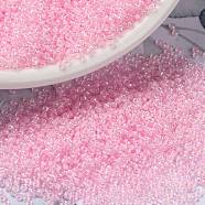 MIYUKI Round Rocailles Beads, Japanese Seed Beads, (RR272) Pink Lined Crystal AB, 15/0, 1.5mm, Hole: 0.7mm, about 27777pcs/50g(SEED-X0056-RR0272)
