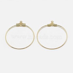Brass Pendants, Hoop Earring Findings, Ring, Real 18K Gold Plated, 18 Gauge, 25x21.5x1mm, Hole: 1mm(KK-N200-045A)
