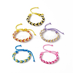 Polyester Wave Braided Cord Bracelet, Adjustable Bracelet for Women, Mixed Color, Inner Diameter: 1-7/8~2-5/8 inch(4.8~6.7cm)(BJEW-B065-01)