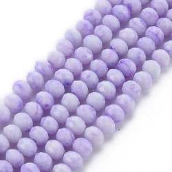 Opaque Baking Painted Glass Beads Strands, Imitation Stones, Faceted, Rondelle, Lilac, 6x5mm, Hole: 1mm, about 80~81pcs/strand, 14.76 inch~14.96 inch(37.5~38cm)(EGLA-N006-009A-A06)