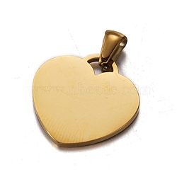 Stainless Steel Pendants, Stamping Blank Tag, Heart Charm, Golden, 20x19.5mm(PW-WG63822-02)