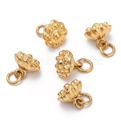 Brass Charms, Long-Lasting Plated, Matte Style, Lotus Pod, Real 18K Gold Plated, 6.5x7mm, Hole: 1.4mm(KK-G390-28MG)