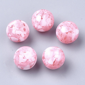 Resin Beads, Imitation Gemstone Chips Style, Round, Pink, 18mm, Hole: 2.5mm