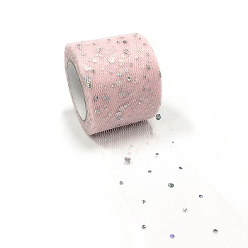 Glitter Sequin Deco Mesh Ribbons, Tulle Fabric, Tulle Roll Spool Fabric For Skirt Making, Misty Rose, 2 inch(5cm), about 25yards/roll(22.86m/roll)