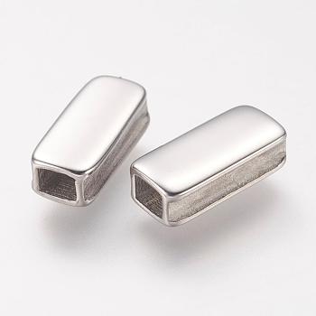 304 Stainless Steel Beads, Rectangle, Stainless Steel Color, 12.6x5.8x4mm, Hole: 2.6x3.3mm