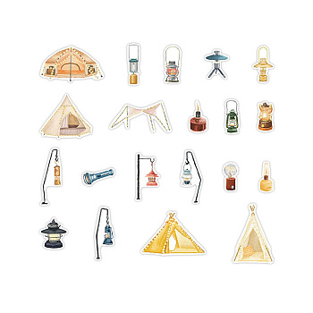 40Pcs 20 Styles Camping Theme Paper Self-Adhesive Decorative Stickers, for Card-Making, Scrapbooking, Diary, Planner, Envelope & Notebooks, Mixed Color, 125x85mm, 2pcs/style