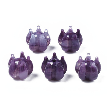 Acrylic Beads, Imitation Gemstone Style, Flower, Purple, 12.5x13x11mm, Hole: 2mm