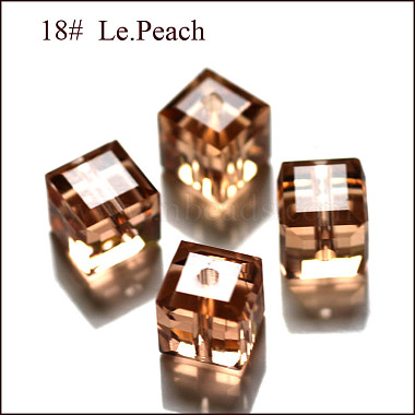 5mm PeachPuff Cube Glass Beads