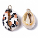 Printed Natural Cowrie Shell Pendants(SSHEL-R047-02-A03)-3