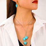 Alloy & Synthetic Turquoise Pendant Necklaces for Women, Platinum, Medium Turquoise, Heart, 18.50 inch(47cm)(FS-WGFCE16-08)