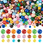 300Pcs 3 Styles Round Natural Wood Beads, Mixed Color, 8~14x6.8~12.9mm, Hole: 1.8~3.5mm, 100pcs/style(WOOD-TA0003-04)