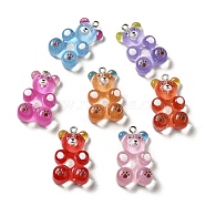 Acrylic Pendants, with Iron Ring, Bear, Mixed Color, 31x19x9mm, Hole: 2mm(OACR-Z014-04)