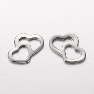 Heart to Heart 201 Stainless Steel Charms, Stainless Steel Color, 14x20x1.5mm(X-STAS-I045-22)