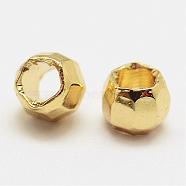 Brass Spacer Beads, Rondelle, Lead Free & Nickel Free & Cadmium Free, Golden, 3x2mm, Hole: 1.5mm(KK-P056-10G-NR)