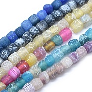 Dyed Natural Weathered Agate Beads Strands, Frosted, Cube, Mixed Color, 5~6x5~6x5~6mm, Hole: 1mm, about 72pcs/strand, 15.2 inch(38.5cm)(G-F583-11)