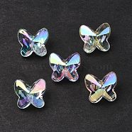 UV Plating Rainbow Iridescent Acrylic Beads, Butterfly, Mixed Color, 6x7x7mm, Hole: 1.8mm(OACR-H015-04)