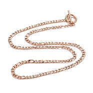 Ion Plating(IP)  304 Stainless Steel Chain Necklaces, Rose Gold, 19.64 inch(49.9cm)(NJEW-A002-06RG)