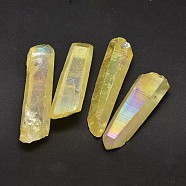 Dyed Nuggets Natural Electroplated Crystal Pendants, AB Color, Yellow, 25~75x6~16mm, Hole: 1mm(G-A144-10A)