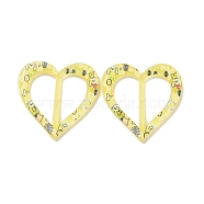 Printed Acrylic Pendants, Heart with Flower & Dog, Yellow, 37x37.5x2.5mm, Hole: 1.4mm(FIND-E020-06C)