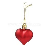 Valentine's Day Electroplate Plastic Heart Pendants Decorations, Nylon Rope Christmas Tree Hanging Ornaments, Red, 150mm, 12pcs/box(KY-D020-02C)