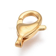 304 Stainless Steel Lobster Claw Clasps, Golden, 15x9.5x3.5mm, Hole: 2.5x1mm(STAS-I100-20G)