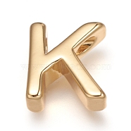 Brass Charms, Long-Lasting Plated, Real 18K Gold Plated, Letter.K, K: 9x8x3mm, Hole: 1.6mm(ZIRC-I037-01K-G)